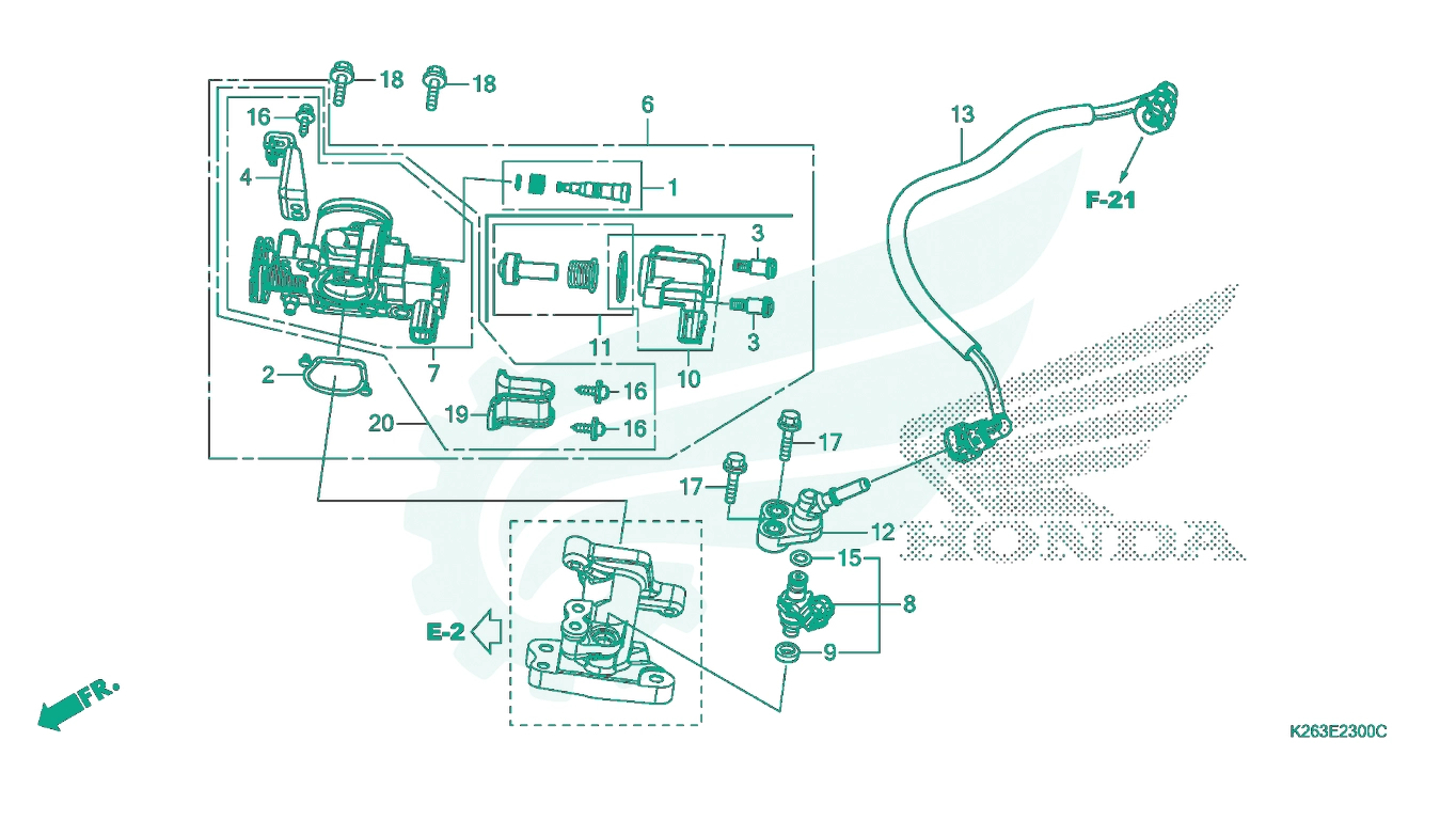 BỘ PHỤ TÙNG E - 23 CATALOGUE HỌNG GA HONDA MSX 125
