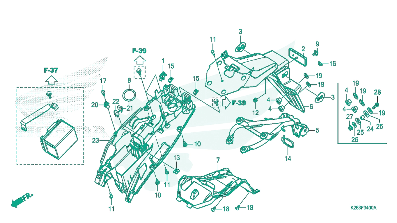 BỘ PHỤ TÙNG F - 34 CATALOGUE CHẮN BÙN SAU HONDA MSX 125