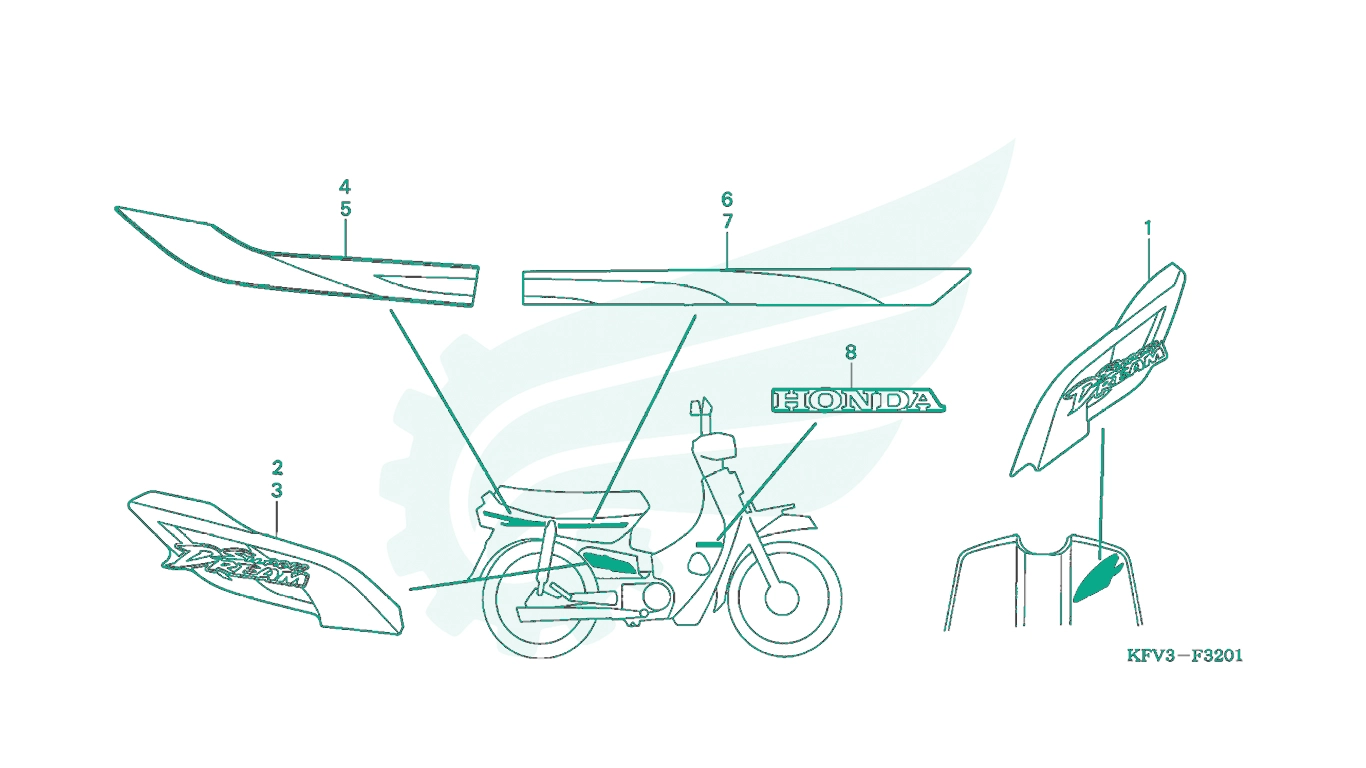 BỘ PHỤ TÙNG F32 - 1 CATALOGUE TEM MÁC XE (C100M4) HONDA SUPER DREAM 100