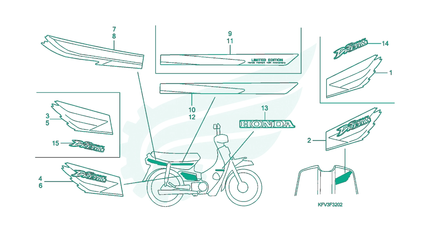 BỘ PHỤ TÙNG F32 - 2 CATALOGUE TEM MÁC XE (C100M6) HONDA SUPER DREAM 100
