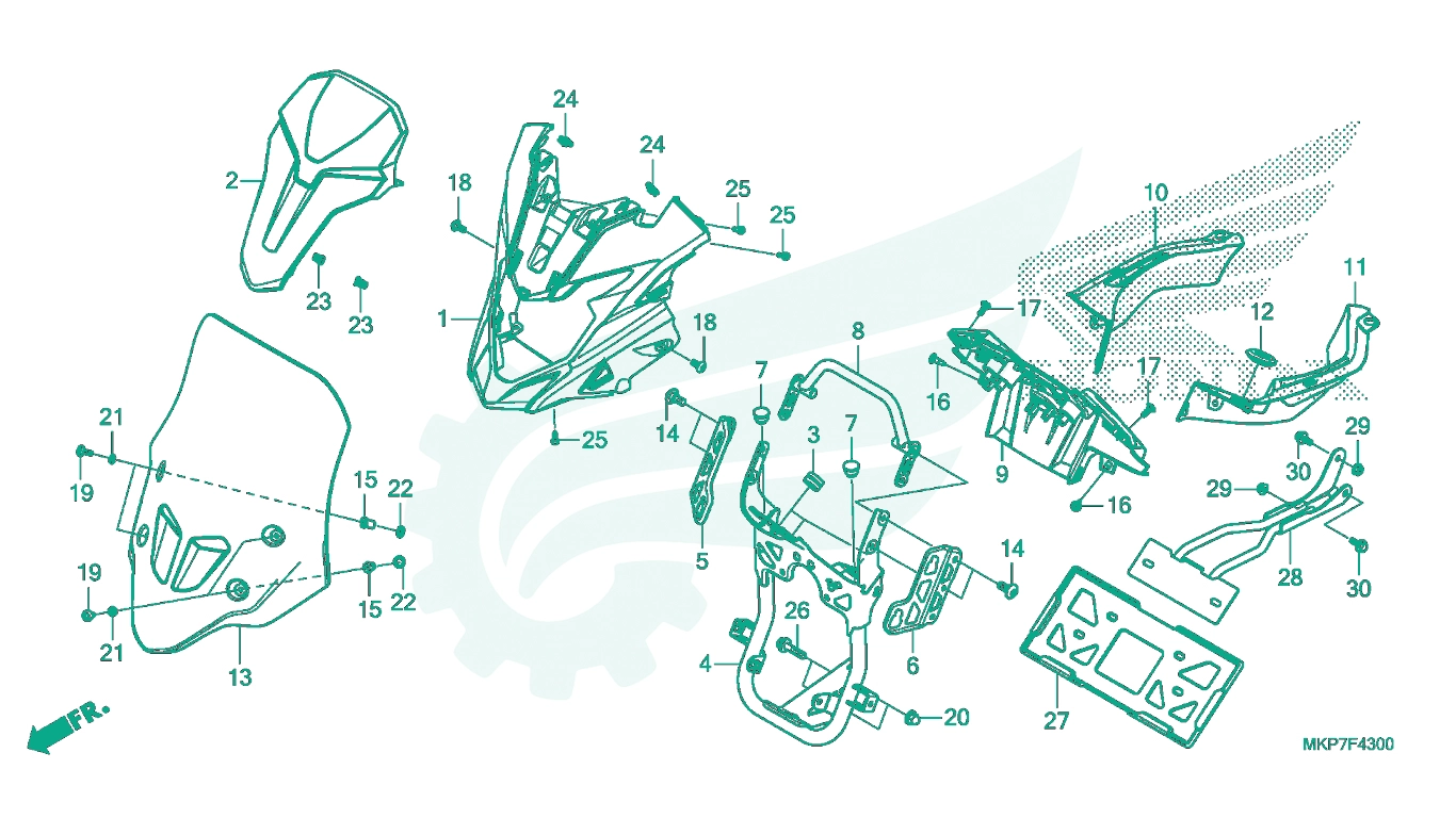 BỘ PHỤ TÙNG F - 43 CATALOGUE ỐP TRÊN / CHẮN GIÓ HONDA CB500X