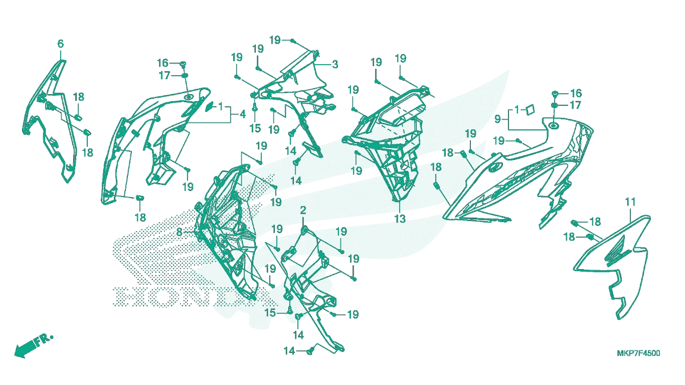 BỘ PHỤ TÙNG F - 45 CATALOGUE YẾM GIỮA HONDA CB500X