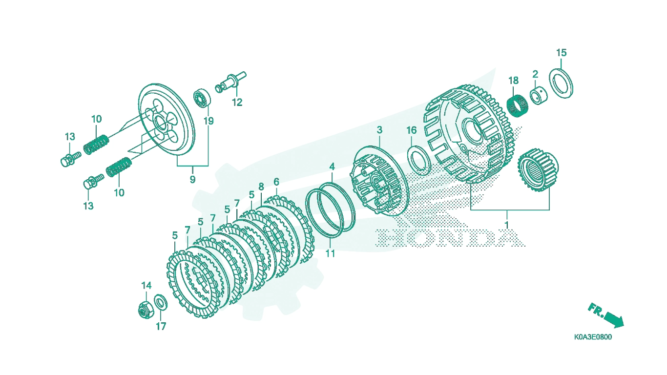 BỘ PHỤ TÙNG E - 8 CATALOGUE CÔN - LY HỢP HONDA CB300R