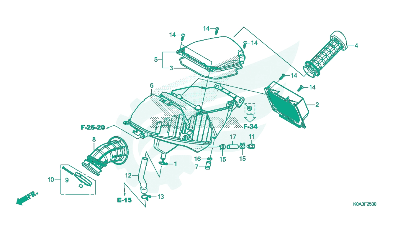 BỘ PHỤ TÙNG F - 25 CATALOGUE HỆ THỐNG LỌC GIÓ HONDA CB300R