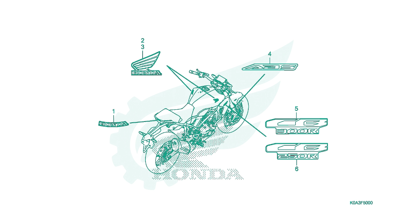 BỘ PHỤ TÙNG F - 50 CATALOGUE TEM XE - DECAL HONDA CB300R