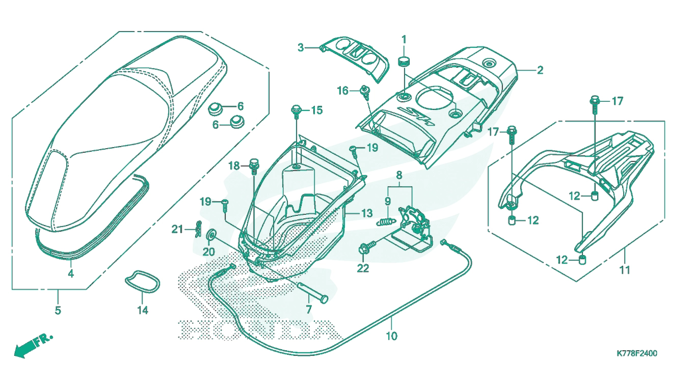 BỘ PHỤ TÙNG F - 24 CATALOGUE YÊN XE - HỘP ĐỰNG ĐỒ HONDA SH 125 - SH 150