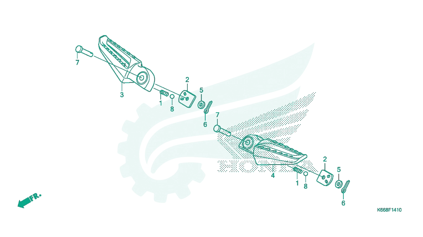 BỘ PHỤ TÙNG F - 14 - 10 CATALOGUE THANH GÁC CHÂN SAU HONDA AIR BLADE 125