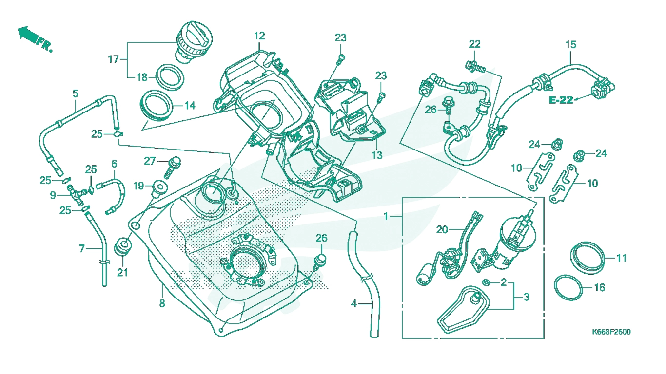 BỘ PHỤ TÙNG F - 26 CATALOGUE BÌNH XĂNG HONDA AIR BLADE 125