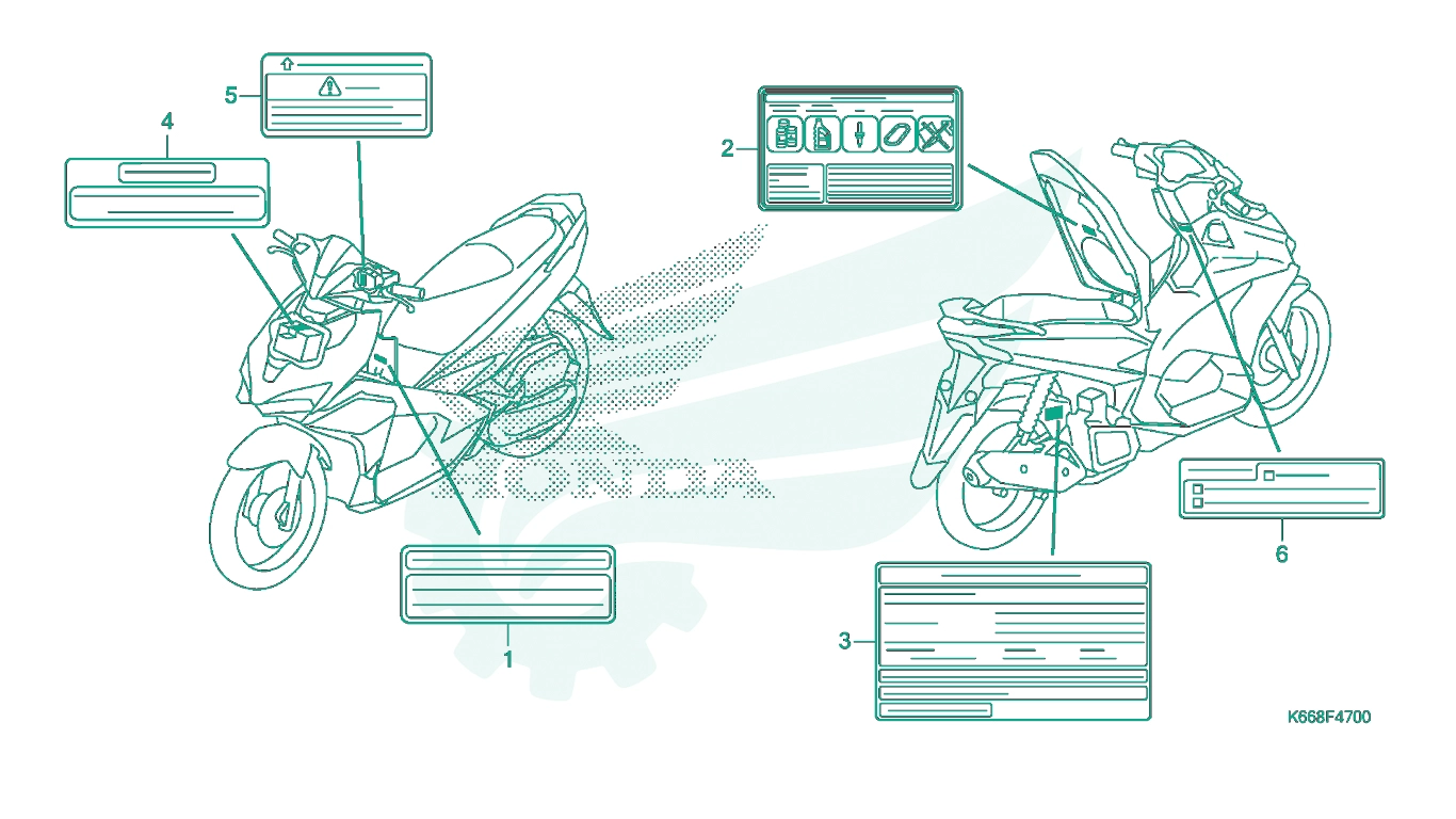 BỘ PHỤ TÙNG F - 47 CATALOGUE NHÃN CẢNH BÁO HONDA AIR BLADE 125