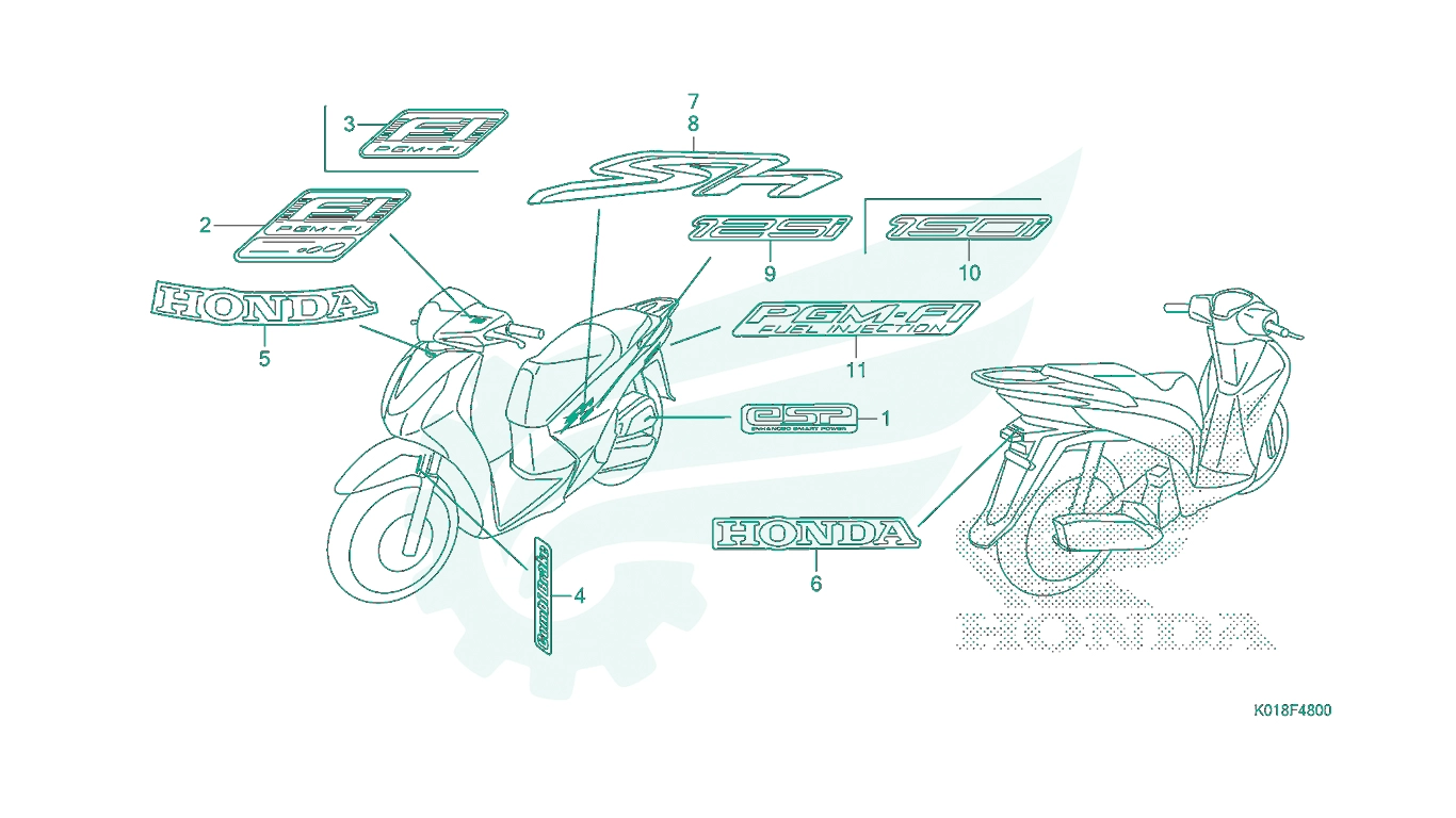 BỘ PHỤ TÙNG F - 48 CATALOGUE TEM / MÁC XE HONDA SH 125 - SH 150