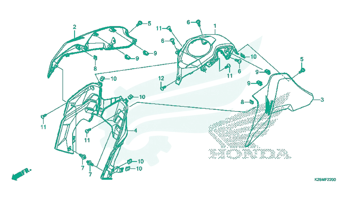 BỘ PHỤ TÙNG F - 22 CATALOGUE ỐP CHẮN KÉT NƯỚC (SHROUD) HONDA MSX 125 SF