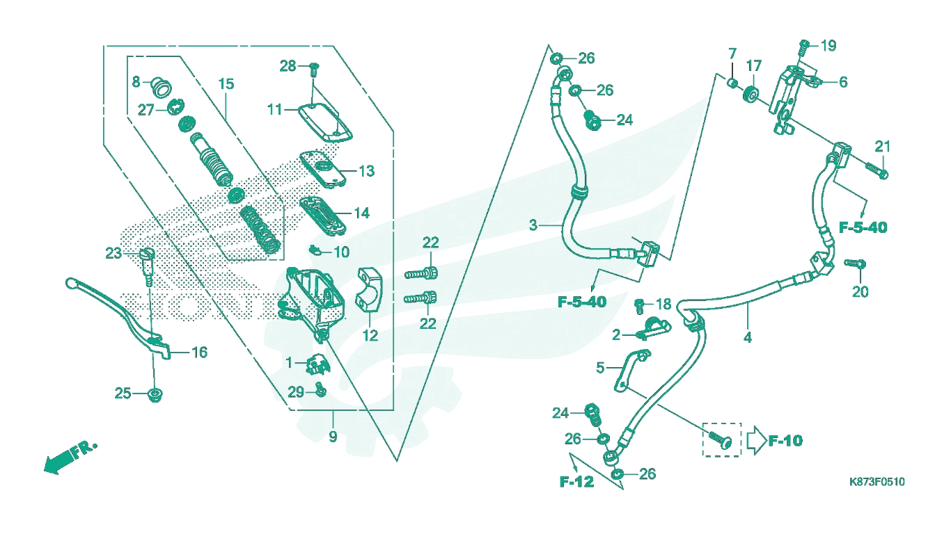 BỘ PHỤ TÙNG F - 5 - 10 CATALOGUE CỤM TAY PHANH TRƯỚC HONDA REBEL 300