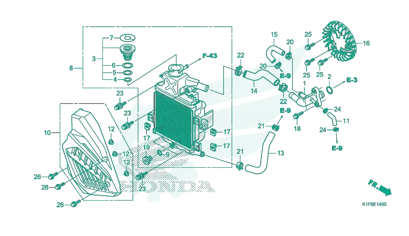 BỘ PHỤ TÙNG E - 14 CATALOGUE KÉT NƯỚC HONDA AIR BLADE 125 - 150