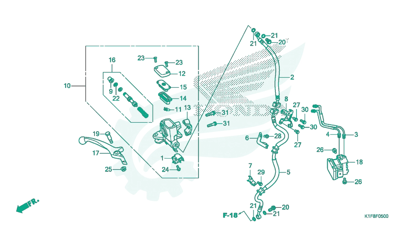 BỘ PHỤ TÙNG F - 5 CATALOGUE CỤM TAY PHANH TRƯỚC (ACA150CAF) HONDA AIR BLADE 125 - 150