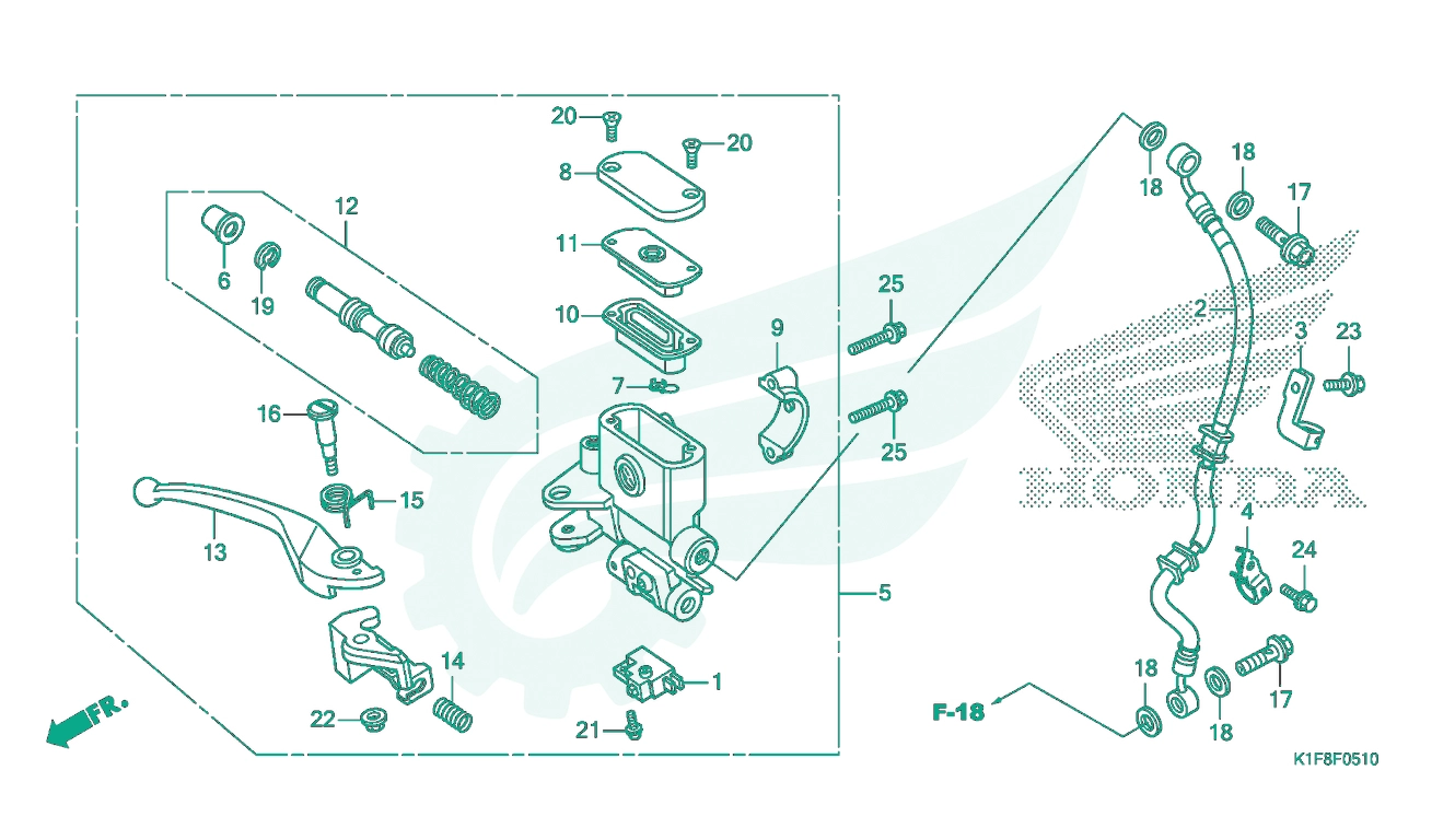 BỘ PHỤ TÙNG F - 5 - 10 CATALOGUE CỤM TAY PHANH TRƯỚC (ACA125CBF) HONDA AIR BLADE 125 - 150