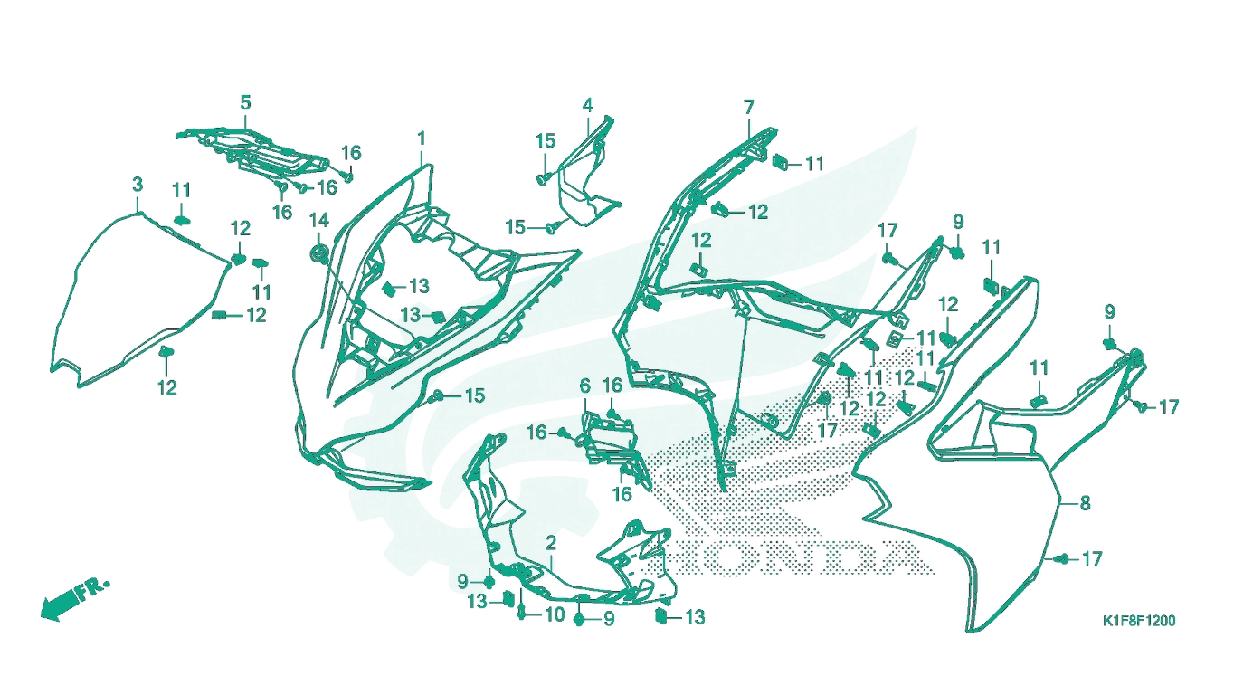 BỘ PHỤ TÙNG F - 12 CATALOGUE MẶT NẠ TRƯỚC HONDA AIR BLADE 125 - 150