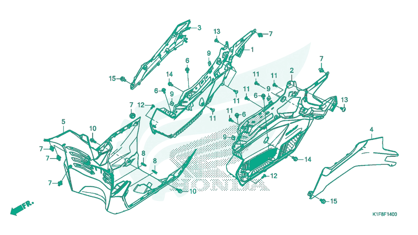 BỘ PHỤ TÙNG F - 14 CATALOGUE SÀN ĐỂ CHÂN - ỐP DƯỚI HONDA AIR BLADE 125 - 150