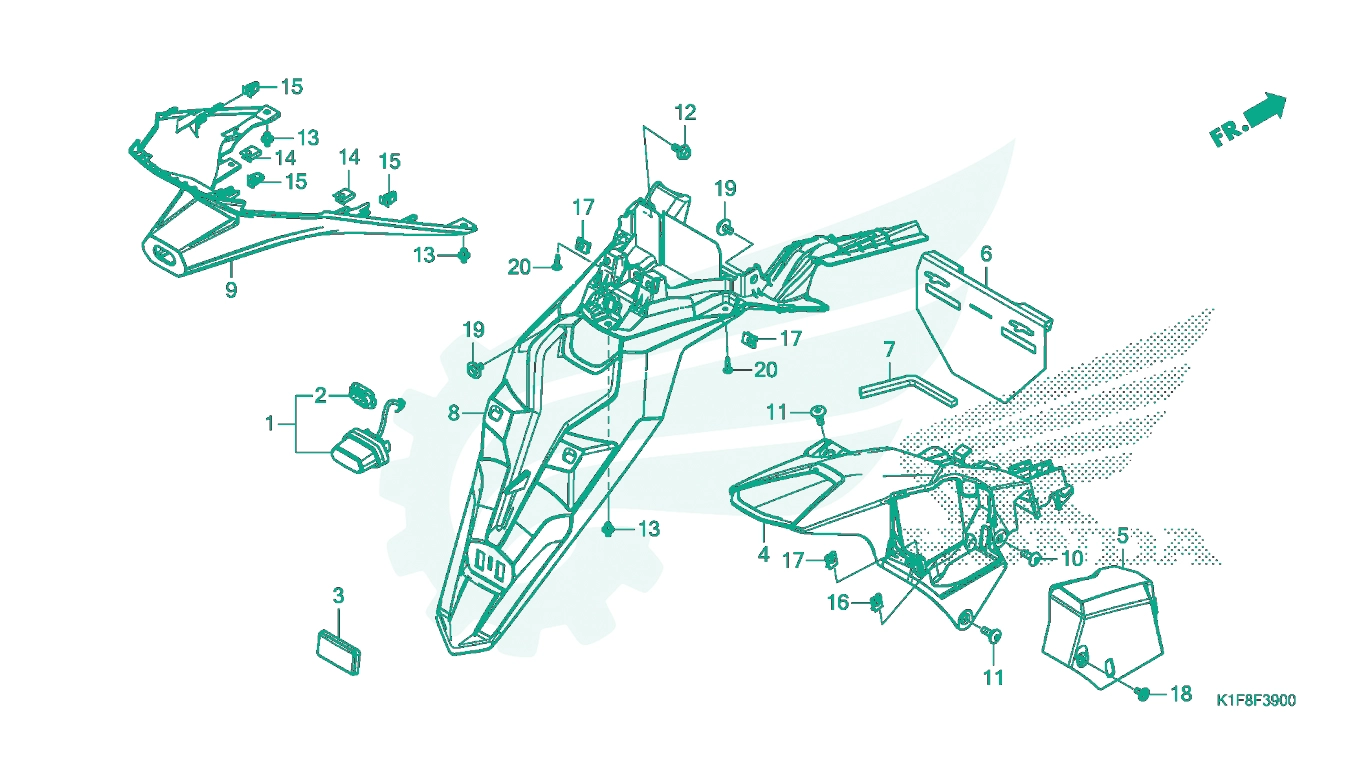 BỘ PHỤ TÙNG F - 39 CATALOGUE CHẮN BÙN SAU - ĐUÔI BIỂN SỐ HONDA AIR BLADE 125 - 150