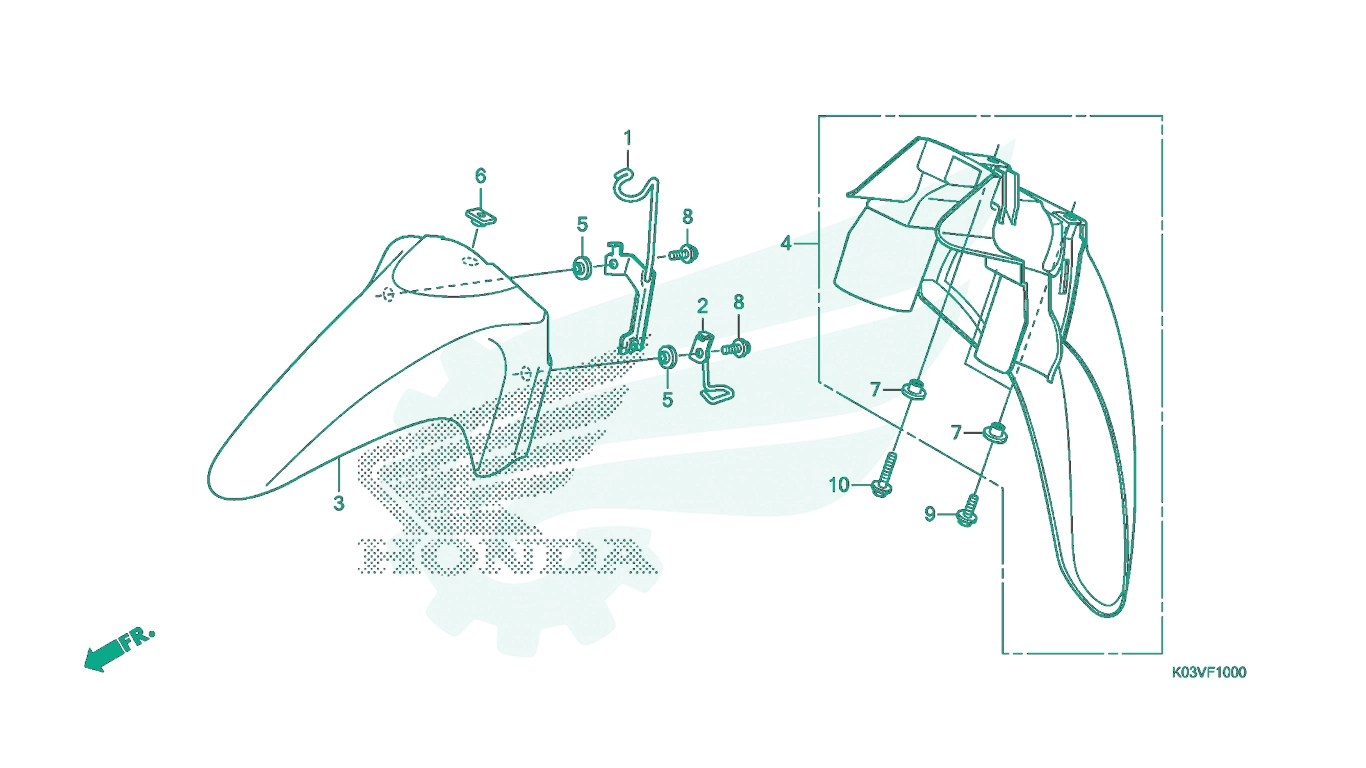 BỘ PHỤ TÙNG F10 CATALOGUE CHẮN BÙN TRƯỚC HONDA WAVE 110 RSX