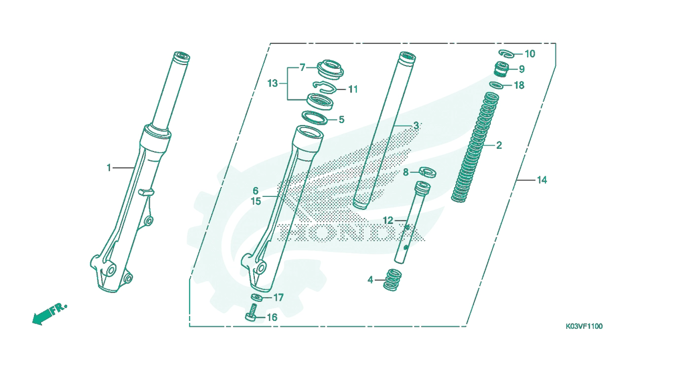 BỘ PHỤ TÙNG F11 CATALOGUE GIẢM XÓC TRƯỚC HONDA WAVE 110 RSX
