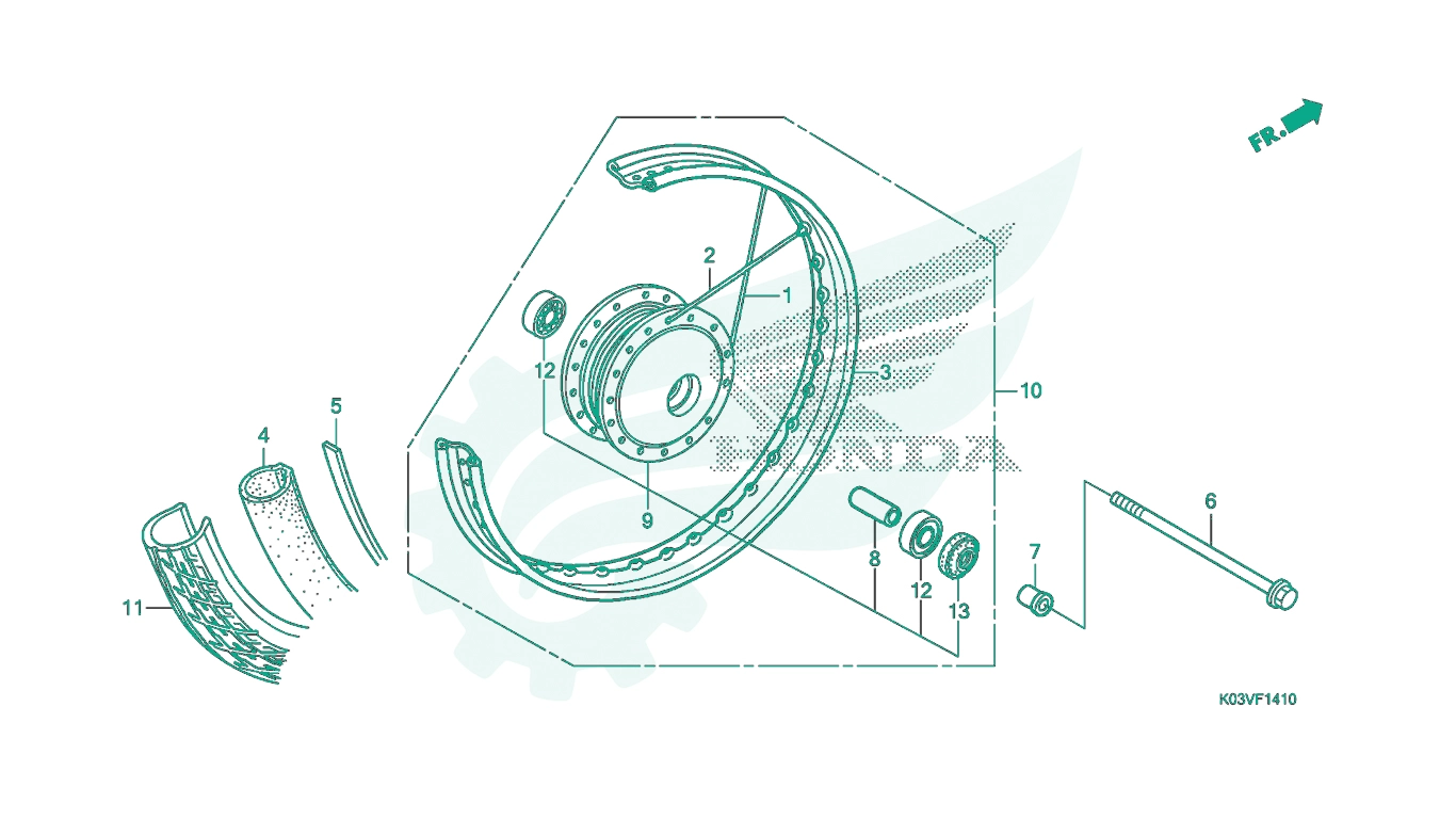 BỘ PHỤ TÙNG F14 - 10 CATALOGUE BÁNH TRƯỚC (NAN HOA - PHANH CƠ) HONDA WAVE 110 RSX