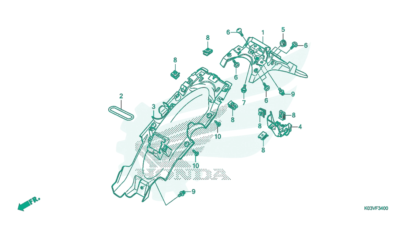 BỘ PHỤ TÙNG F34 CATALOGUE CHẮN BÙN SAU HONDA WAVE 110 RSX