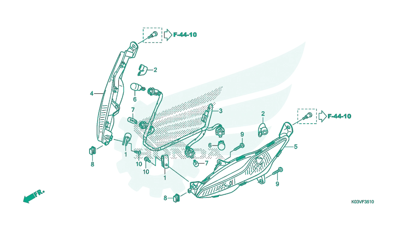 BỘ PHỤ TÙNG F35 - 10 CATALOGUE ĐÈN BÁO RẼ TRƯỚC HONDA WAVE 110 RSX