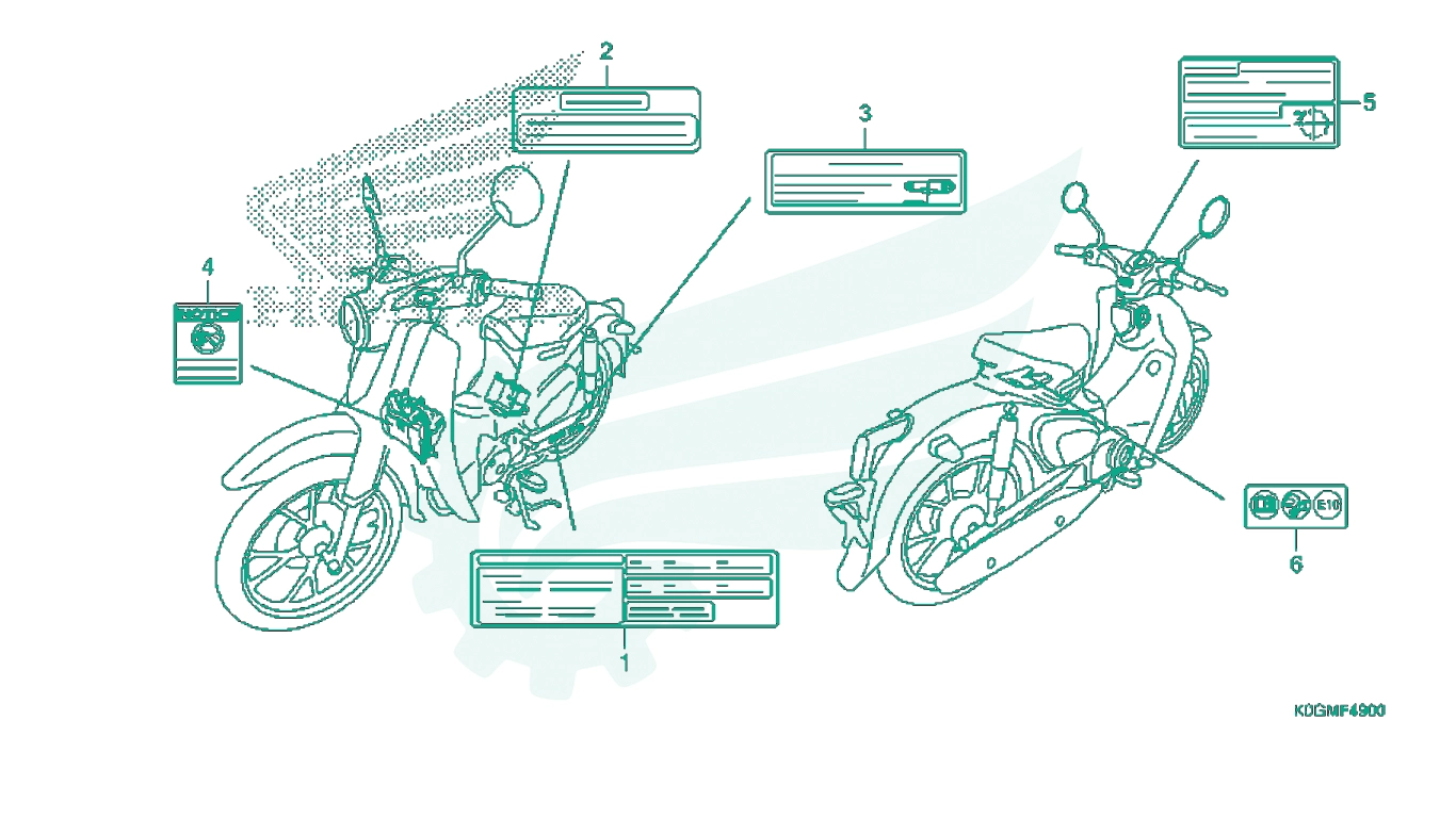 BỘ PHỤ TÙNG F - 49 CATALOGUE TEM CẢNH BÁO HONDA SUPER CUB C125