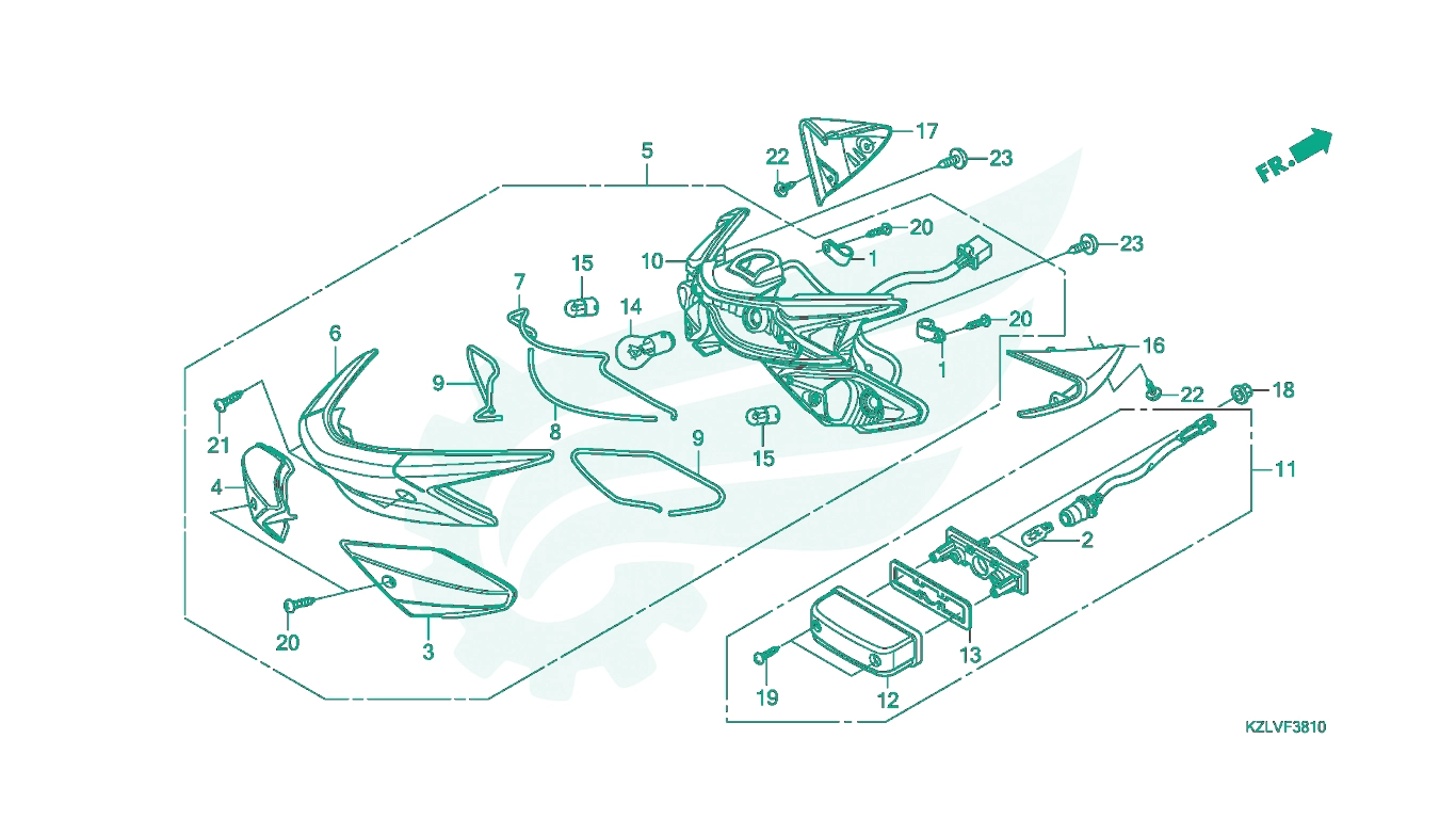 BỘ PHỤ TÙNG F38 - 10 CATALOGUE CỤM ĐÈN HẬU HONDA VISION 110