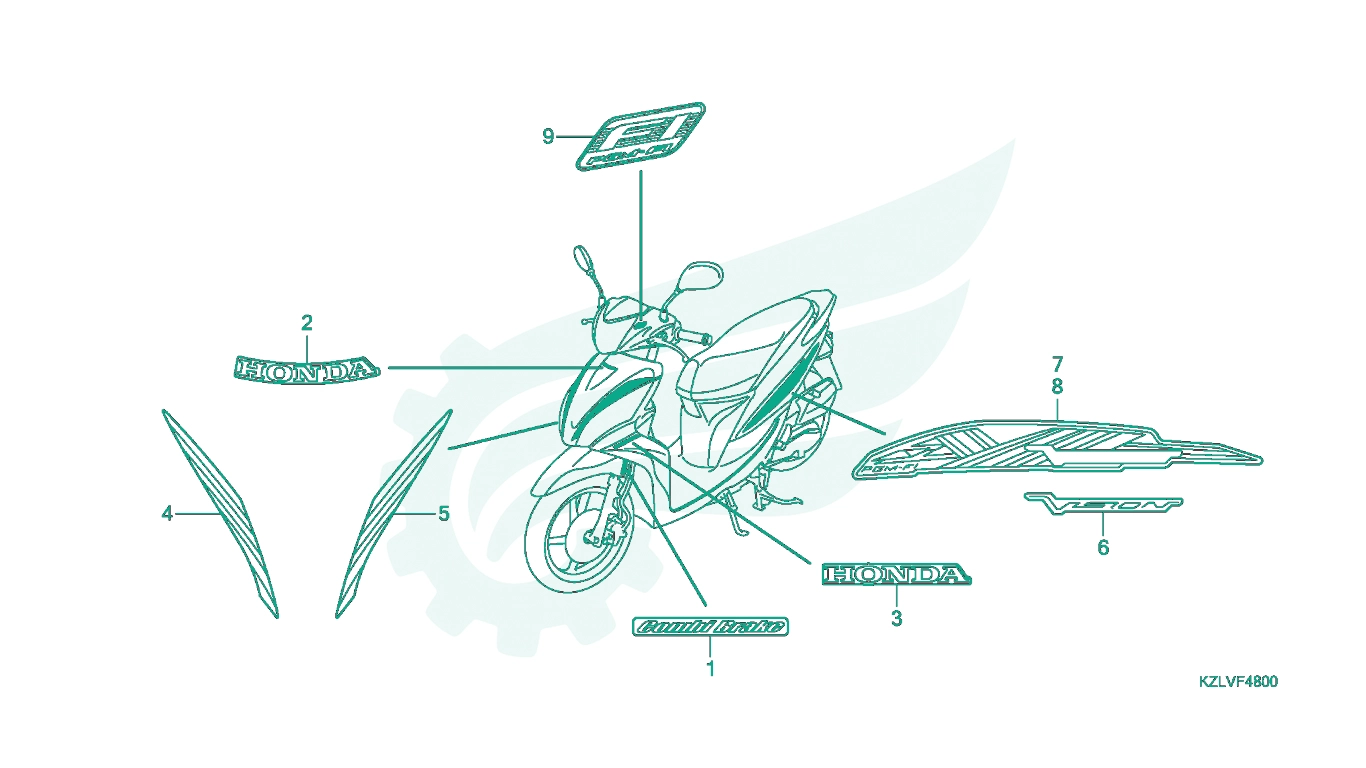BỘ PHỤ TÙNG F48 - 1 CATALOGUE TEM XE (NSC110CBFD - 5V / NSC110CSFE - 2V) HONDA VISION 110