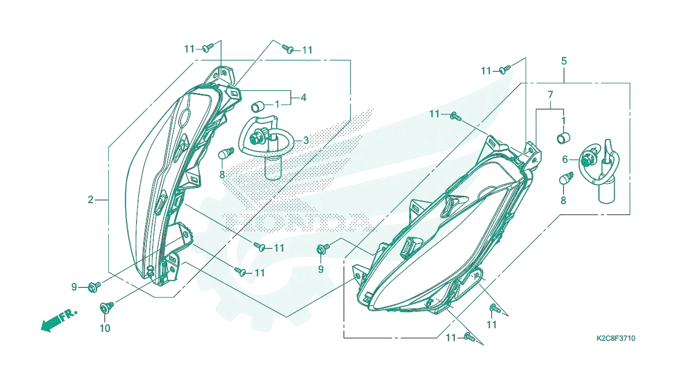 BỘ PHỤ TÙNG F37 - 10 CATALOGUE ĐÈN XI - NHAN TRƯỚC HONDA VISION 110