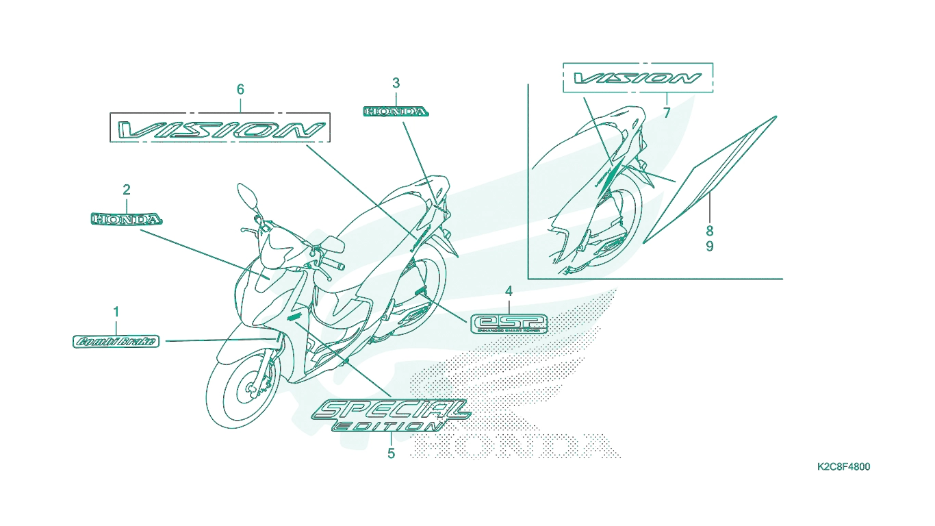 BỘ PHỤ TÙNG F48 CATALOGUE TEM (MARK) HONDA VISION 110