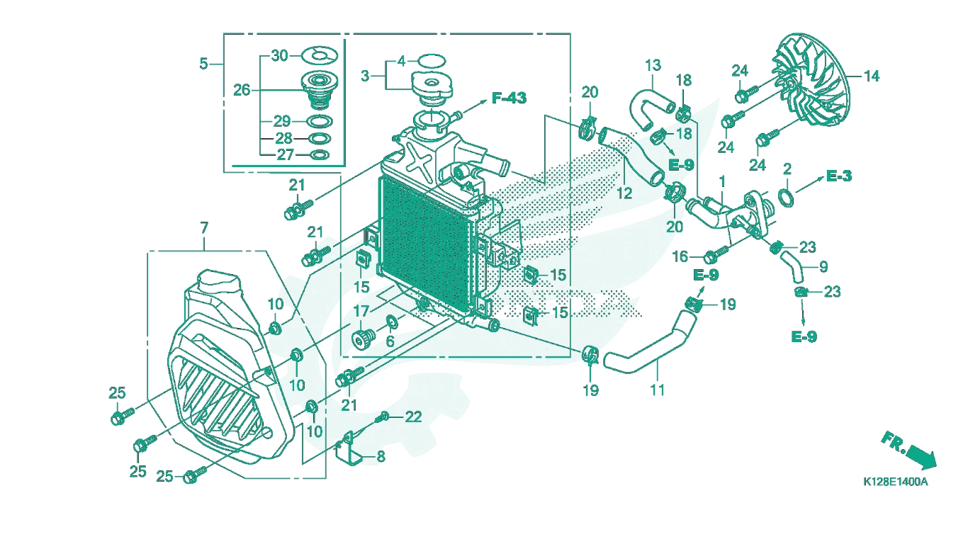 BỘ PHỤ TÙNG E - 14 CATALOGUE KÉT TẢN NHIỆT HONDA LEAD 125