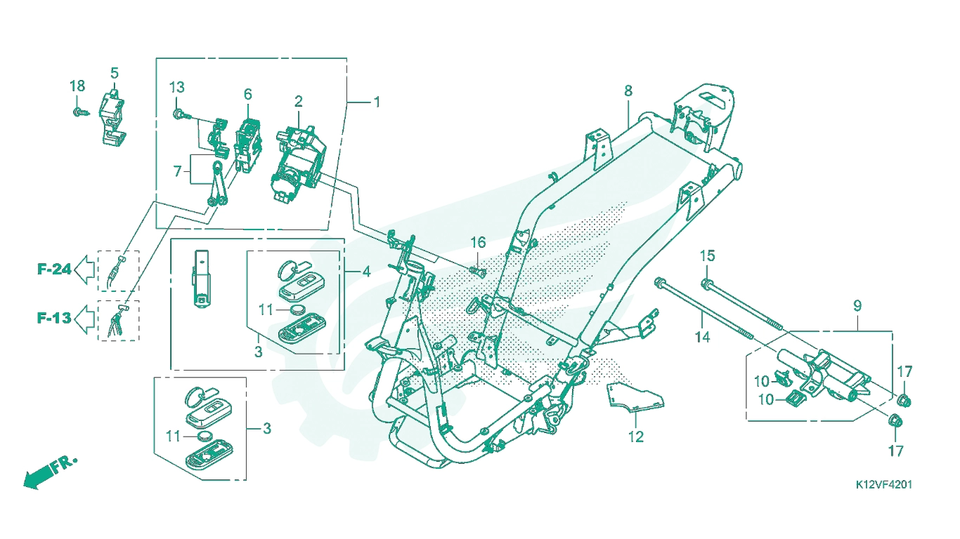 BỘ PHỤ TÙNG F42 - 1 CATALOGUE KHUNG XE(2V) HONDA LEAD 125