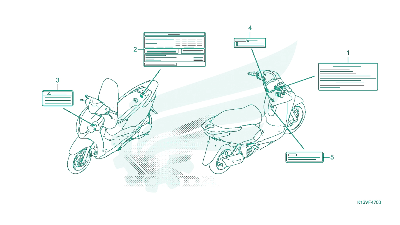 BỘ PHỤ TÙNG F - 47 CATALOGUE NHÃN CẢNH BÁO HONDA LEAD 125