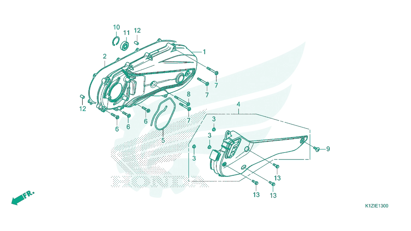 BỘ PHỤ TÙNG E - 13 CATALOGUE NẮP LỐC MÁY BÊN TRÁI HONDA PCX 160 K1Z (2021+)
