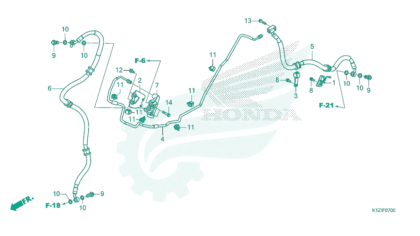 BỘ PHỤ TÙNG F - 7 CATALOGUE ỐNG DẦU THẮNG SAU (WW150) HONDA PCX 160 K1Z (2021+)