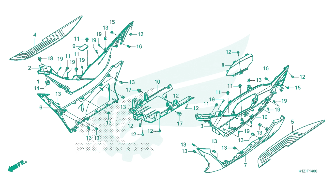 BỘ PHỤ TÙNG F - 14 CATALOGUE SÀN ĐỂ CHÂN HONDA PCX 160 K1Z (2021+)