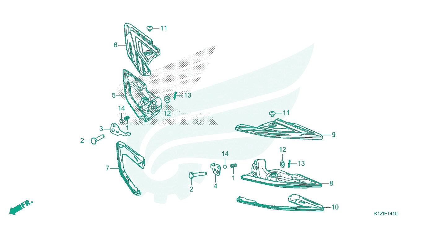 BỘ PHỤ TÙNG F - 14 - 10 CATALOGUE GÁC CHÂN SAU HONDA PCX 160 K1Z (2021+)