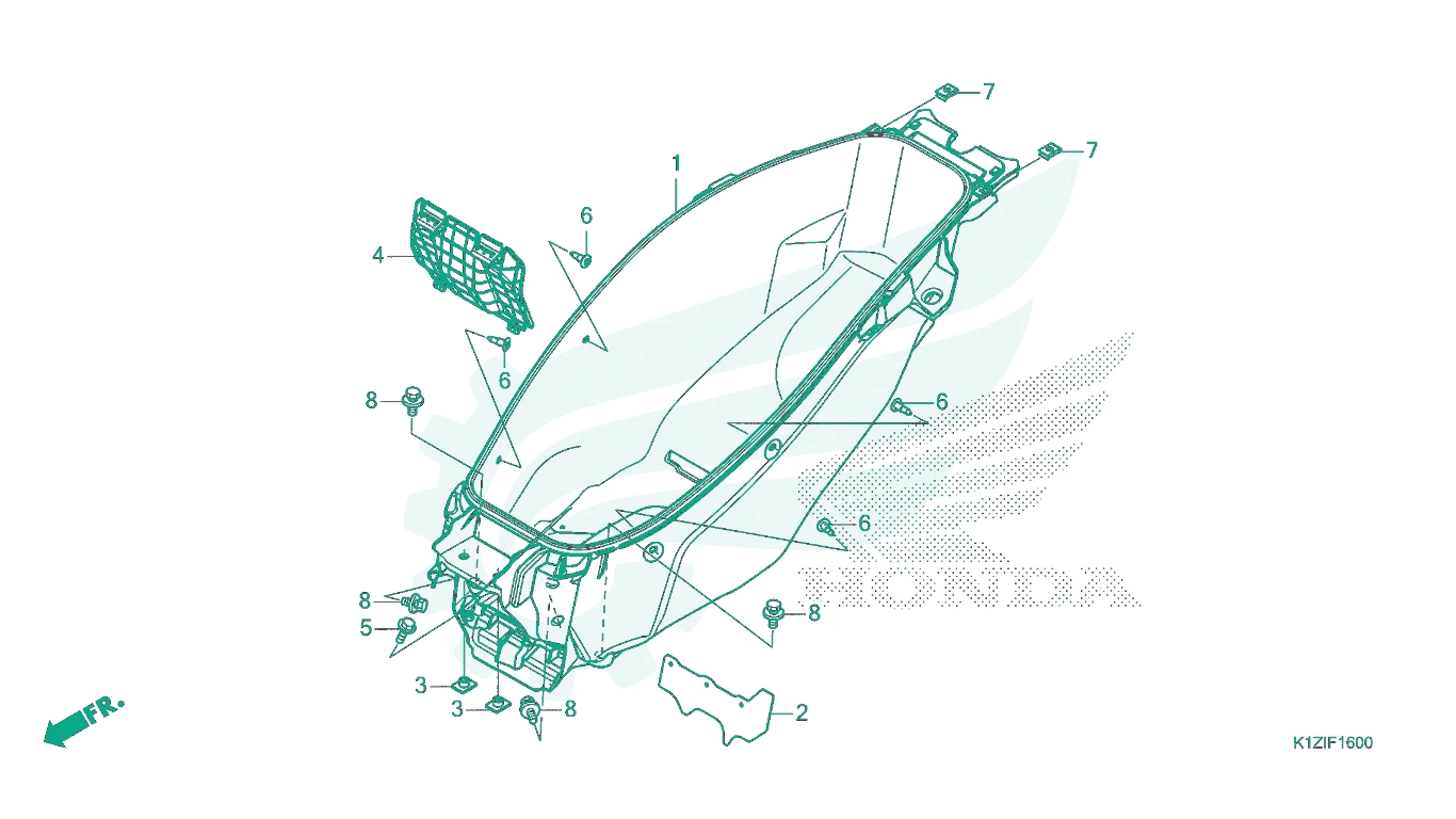 BỘ PHỤ TÙNG F - 16 CATALOGUE HỘC ĐỰNG ĐỒ HONDA PCX 160 K1Z (2021+)