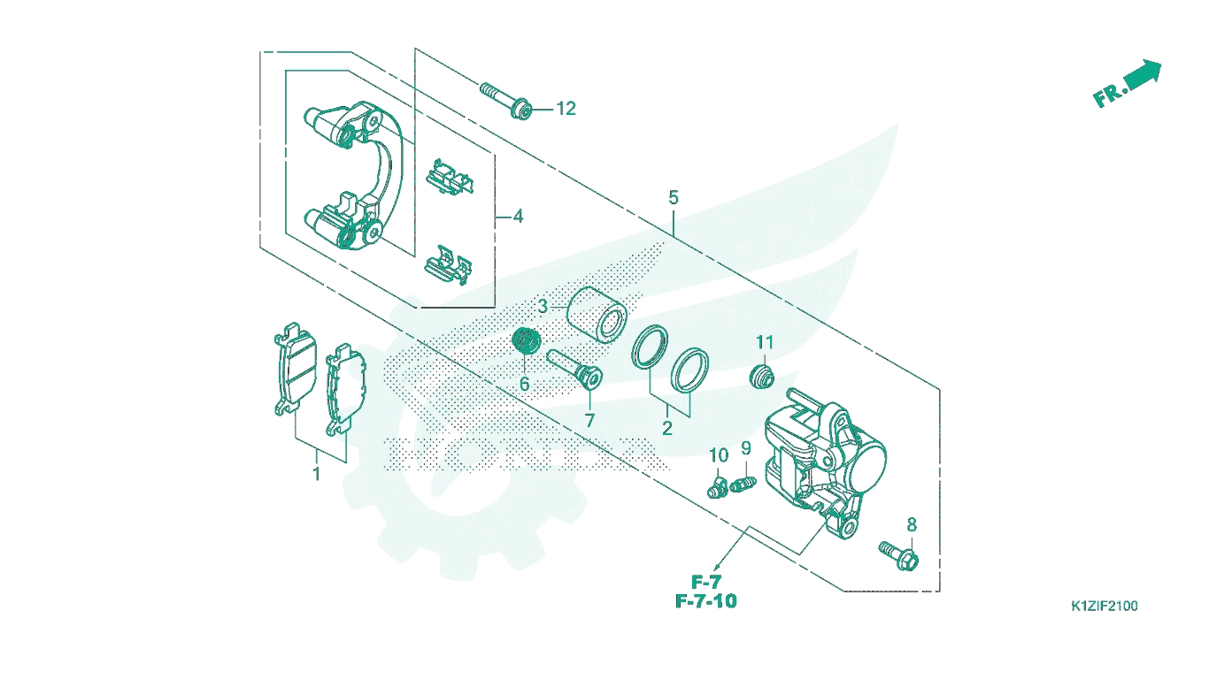 BỘ PHỤ TÙNG F - 21 CATALOGUE CỤM HEO THẮNG SAU HONDA PCX 160 K1Z (2021+)