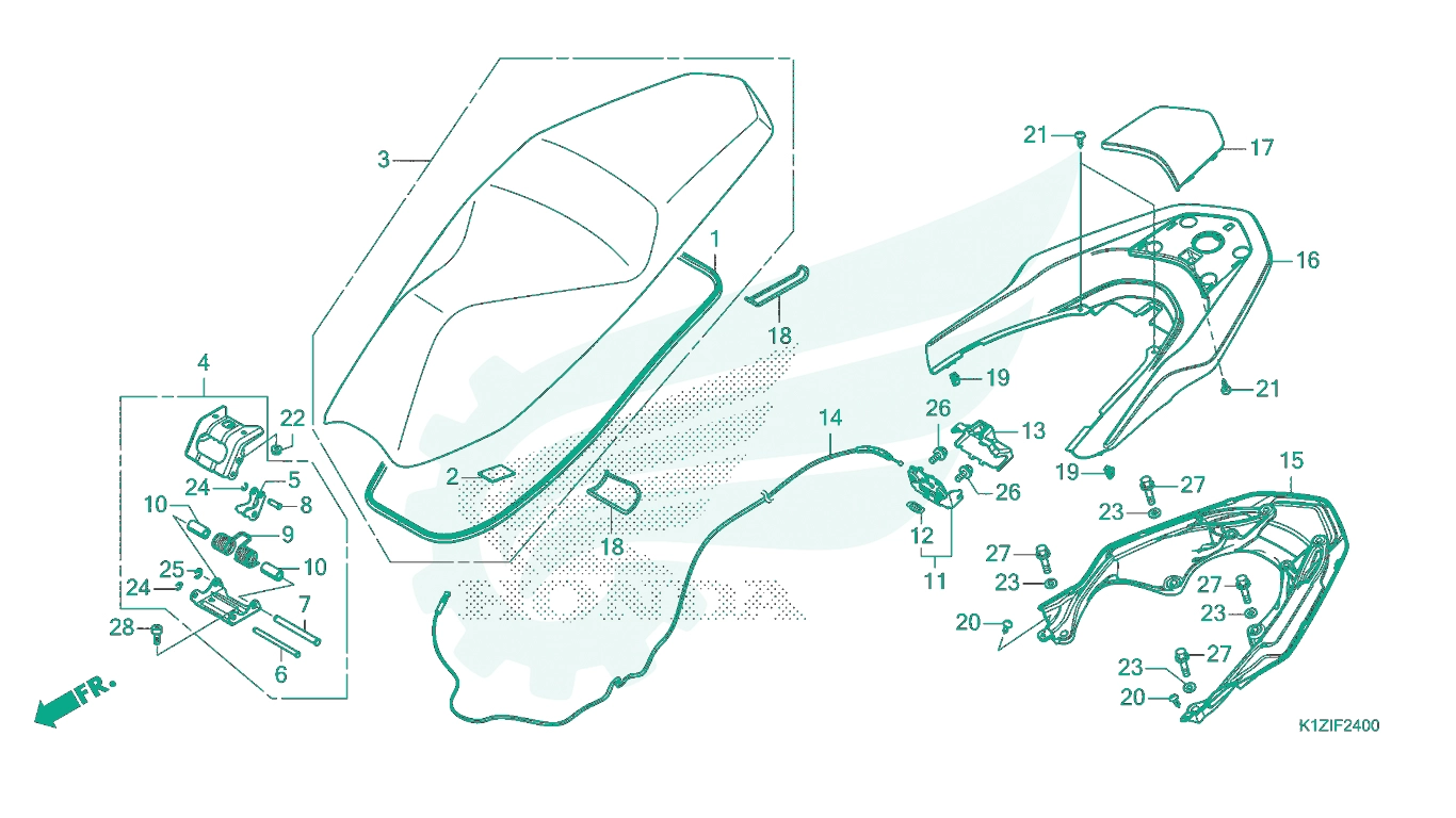 BỘ PHỤ TÙNG F - 24 CATALOGUE YÊN XE HONDA PCX 160 K1Z (2021+)