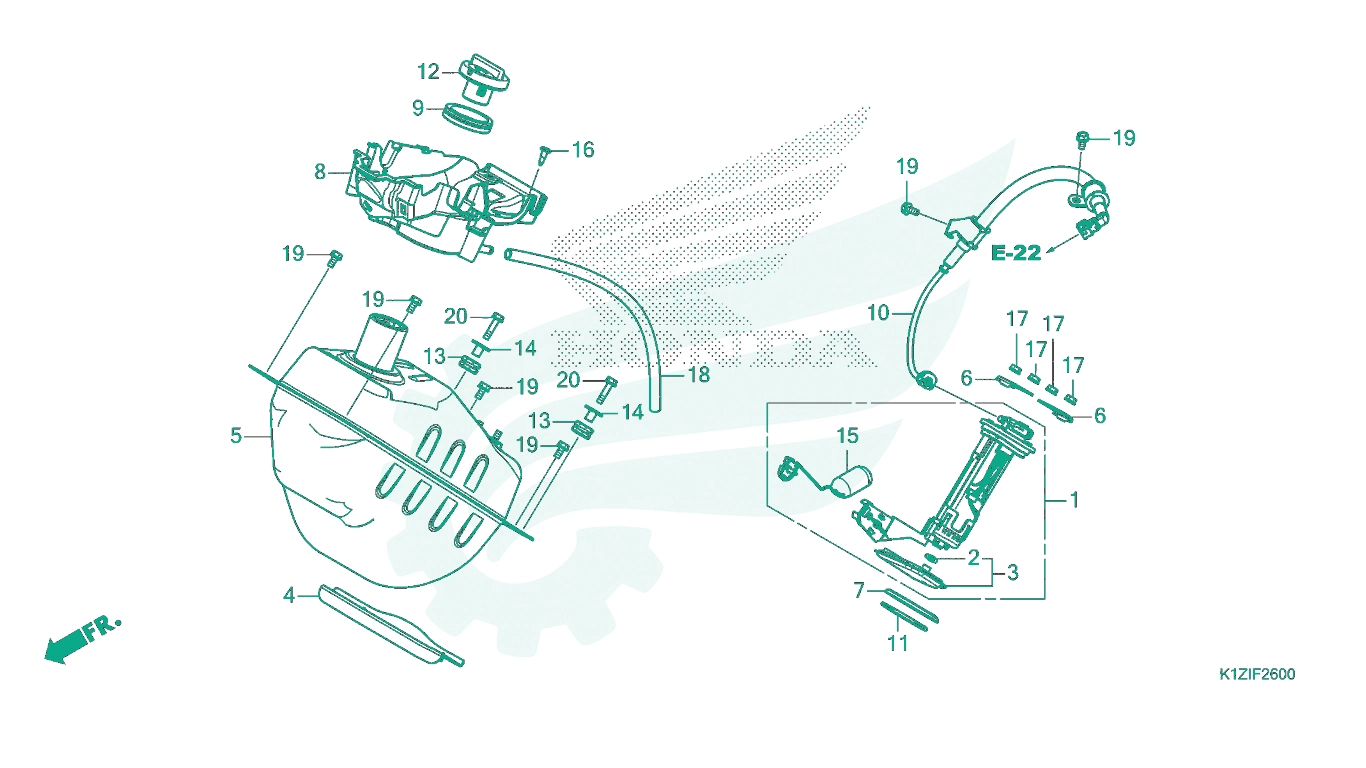BỘ PHỤ TÙNG F - 26 CATALOGUE BÌNH XĂNG HONDA PCX 160 K1Z (2021+)
