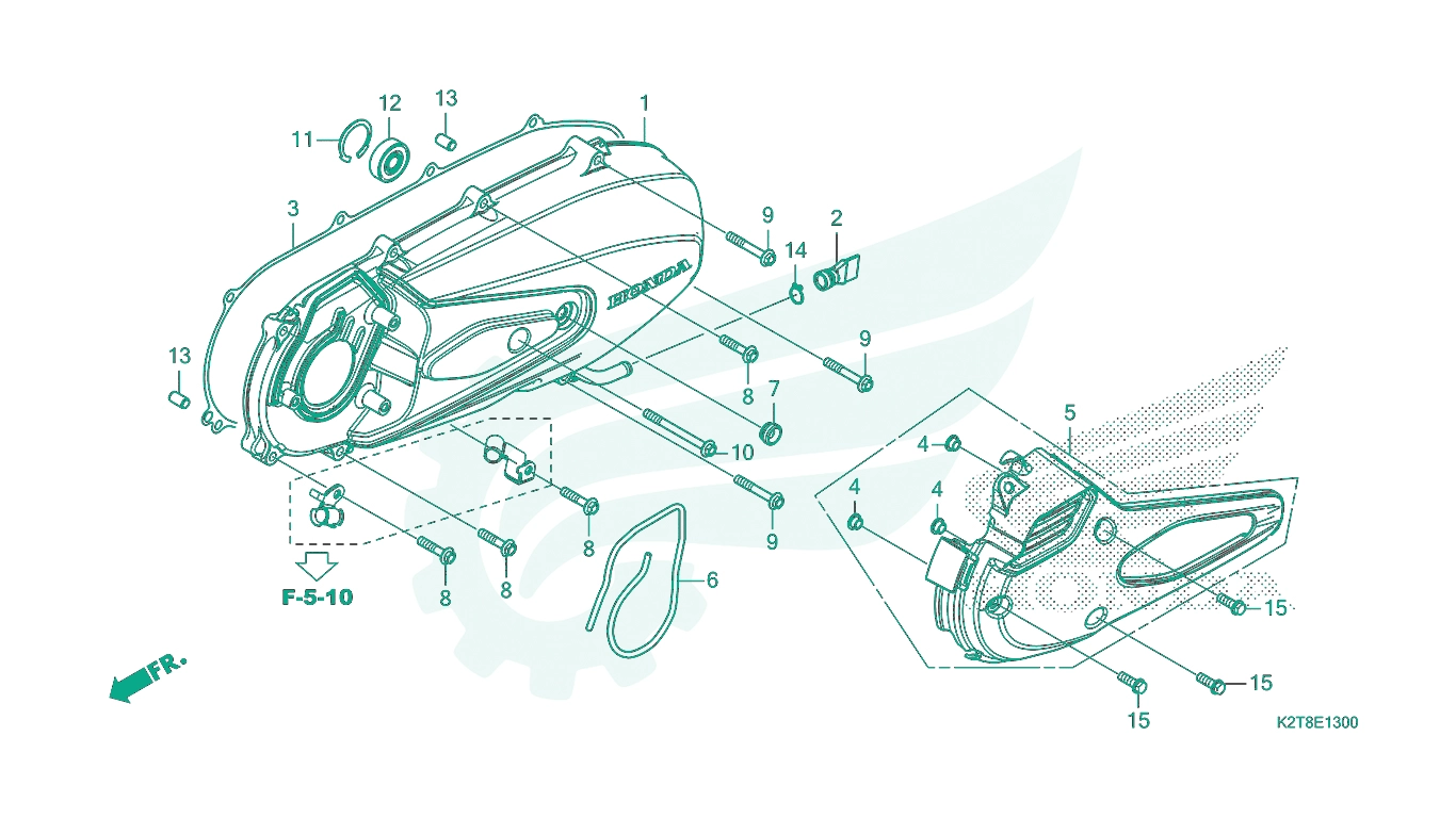 BỘ PHỤ TÙNG E - 13 CATALOGUE NẮP LỐC MÁY BÊN TRÁI HONDA LEAD 125 (2022+)