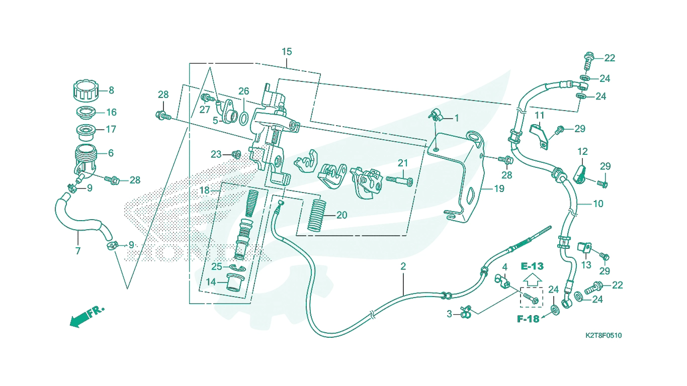 BỘ PHỤ TÙNG F - 5 - 10 CATALOGUE CỤM TAY PHANH TỔNG HONDA LEAD 125 (2022+)