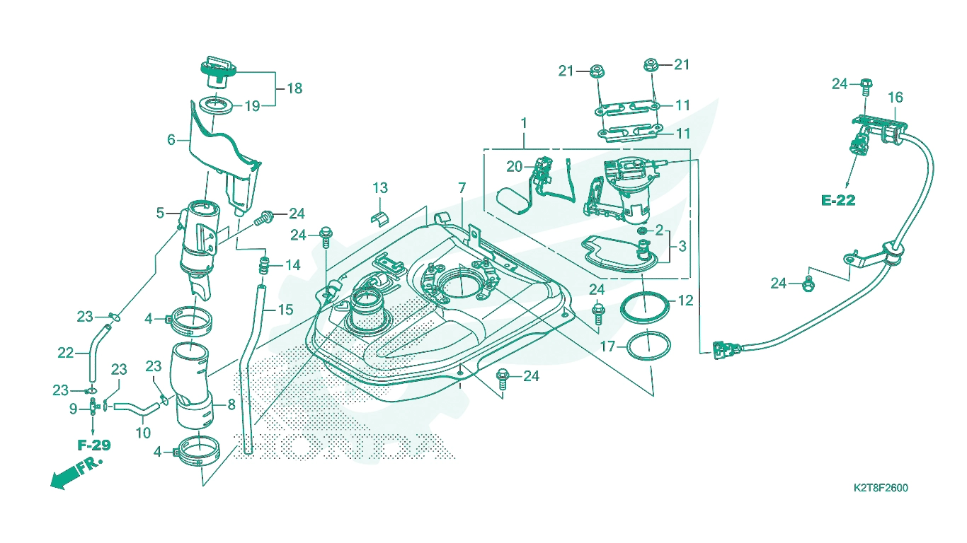 BỘ PHỤ TÙNG F - 26 CATALOGUE BÌNH XĂNG HONDA LEAD 125 (2022+)