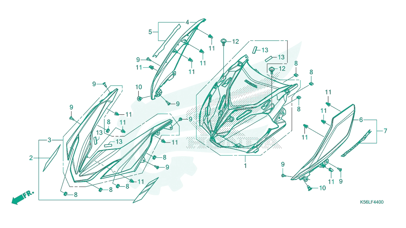 BỘ PHỤ TÙNG F - 44 CATALOGUE MẶT NẠ TRƯỚC (FS150FL / M, FS150FAL / M) HONDA CATALOGUE WINNER X (2022+) (K2P)