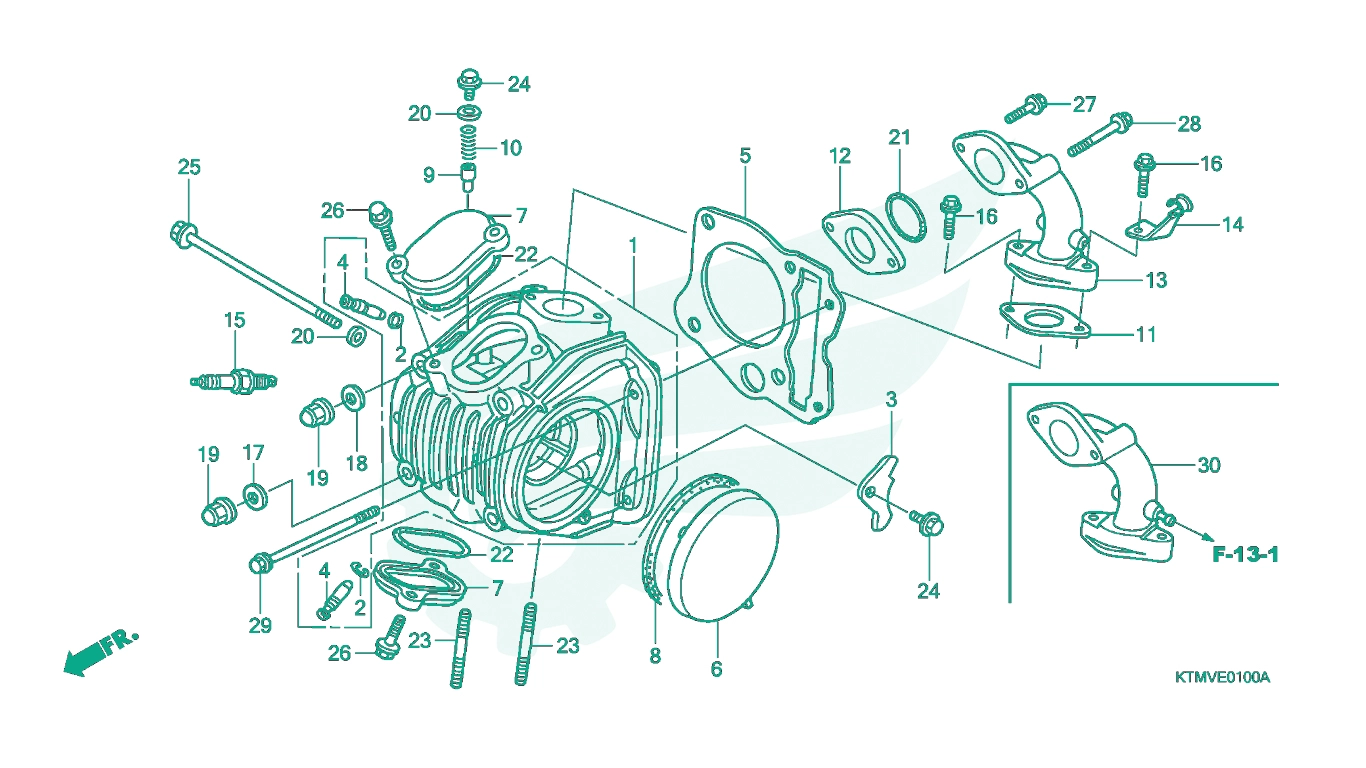BỘ PHỤ TÙNG E - 1 CATALOGUE ĐẦU QUY LÁT (CYLINDER HEAD) HONDA FUTURE NEO KTMJ