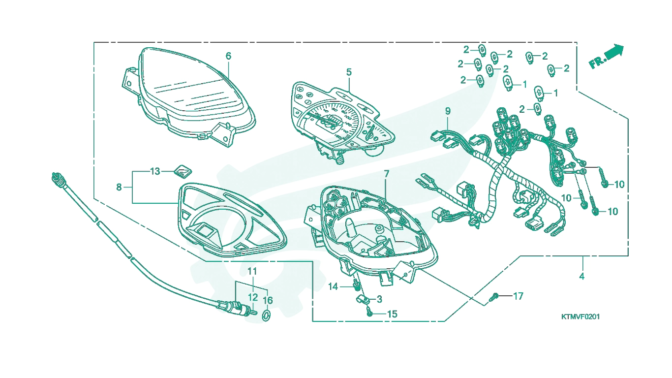 BỘ PHỤ TÙNG F - 2 - 1 CATALOGUE ĐỒNG HỒ CÔNG - TƠ - MÉT (ANF125MV6) HONDA FUTURE NEO KTMJ