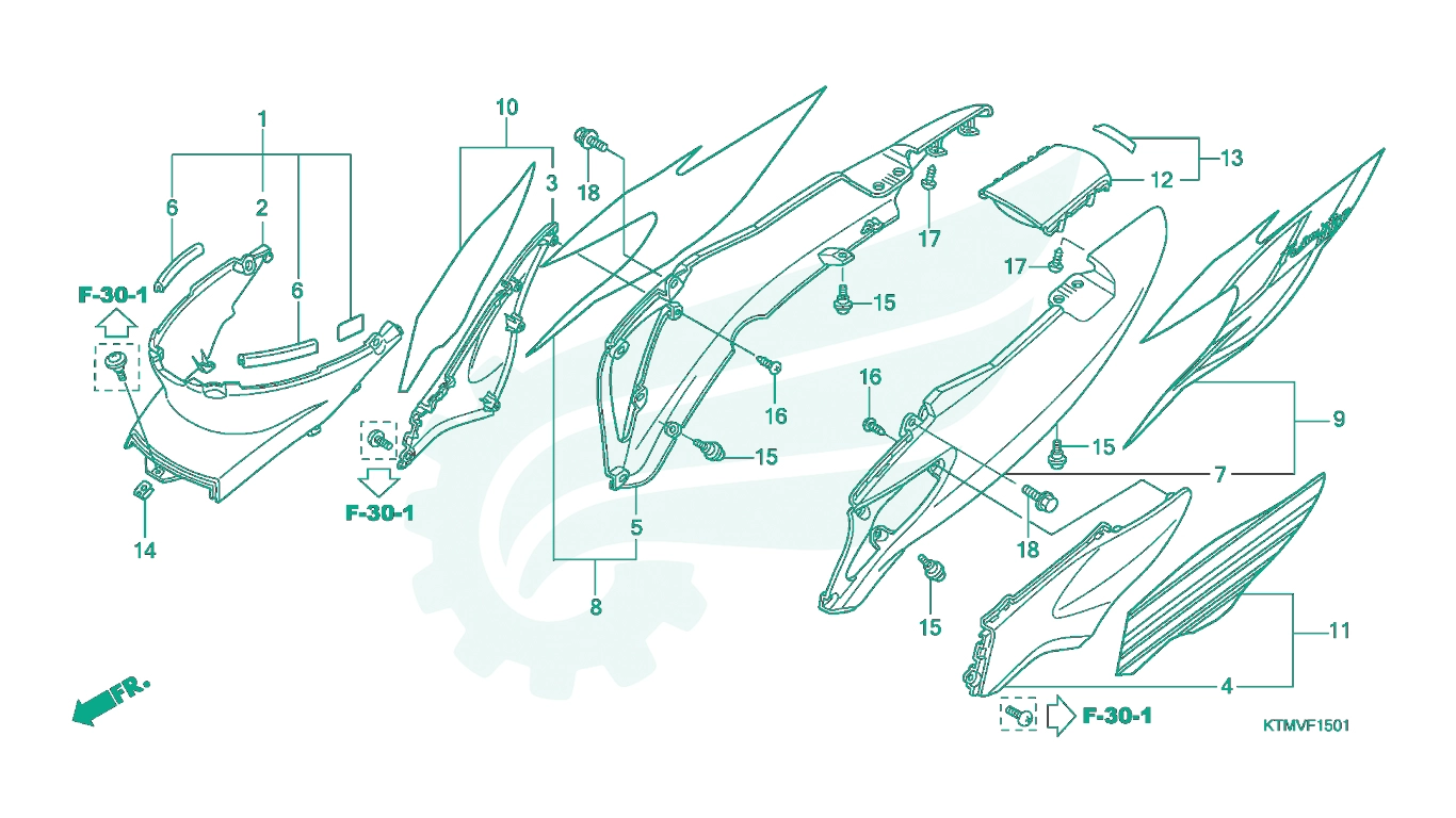 BỘ PHỤ TÙNG F - 15 - 1 CATALOGUE ỐP SƯỜN XE (ANF125MV6) HONDA FUTURE NEO KTMJ